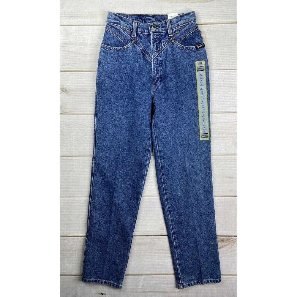 Vtg Rockies Jeans 7 Short Rocky Mountain High Rise Western Mom Bareback Med Wash